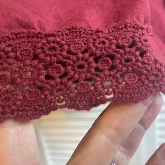 Anthropologie Tiered Lace Maxi Skirt in Burgundy - Picture 2 of 10